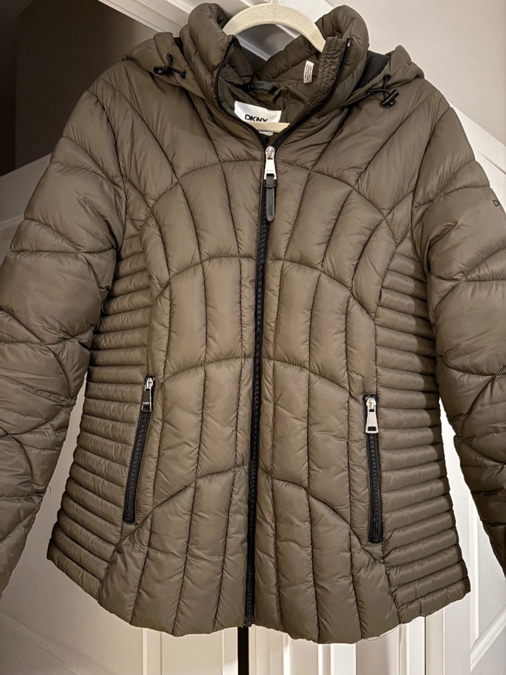 DKNY Quilted Puffer Jacket Green Women’s Large